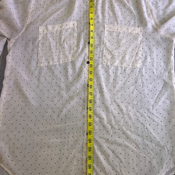 American Apparel chiffon oversized button down long sleeve blouse cream polkadot - Picture 4 of 6